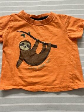 MiniBamba Sloth Graphic Tee Orange “Let’s Hang Out” Shirt